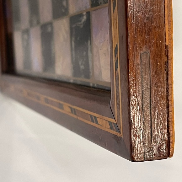 Vintage Chess Checker Board Rare Butterfly Wing Artwork Real inlaid wood BRAZIL - Picture 10 of 16